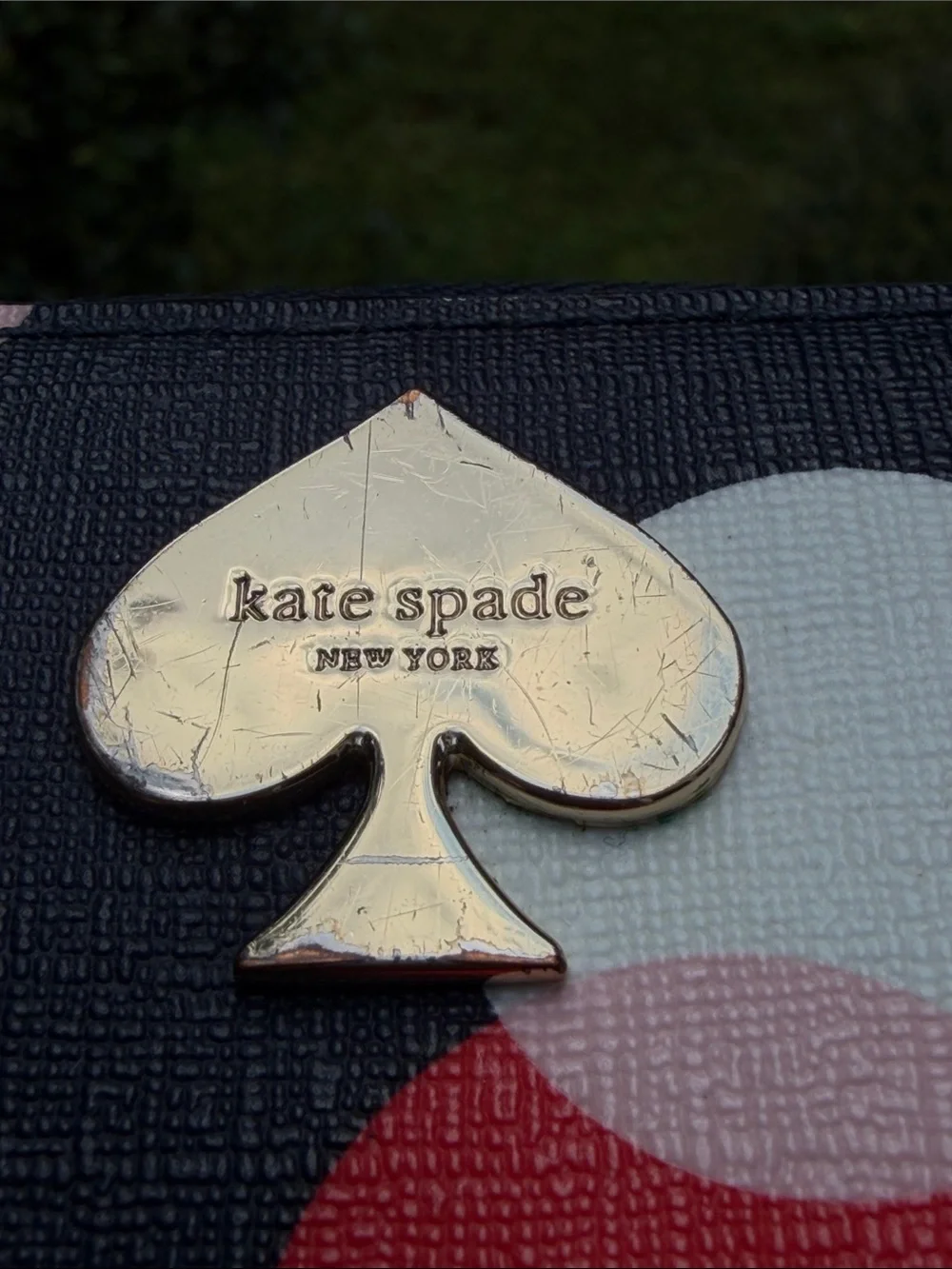 kate spade Navy Polka Dot Zip Wallet with Red, Blue & White Circles